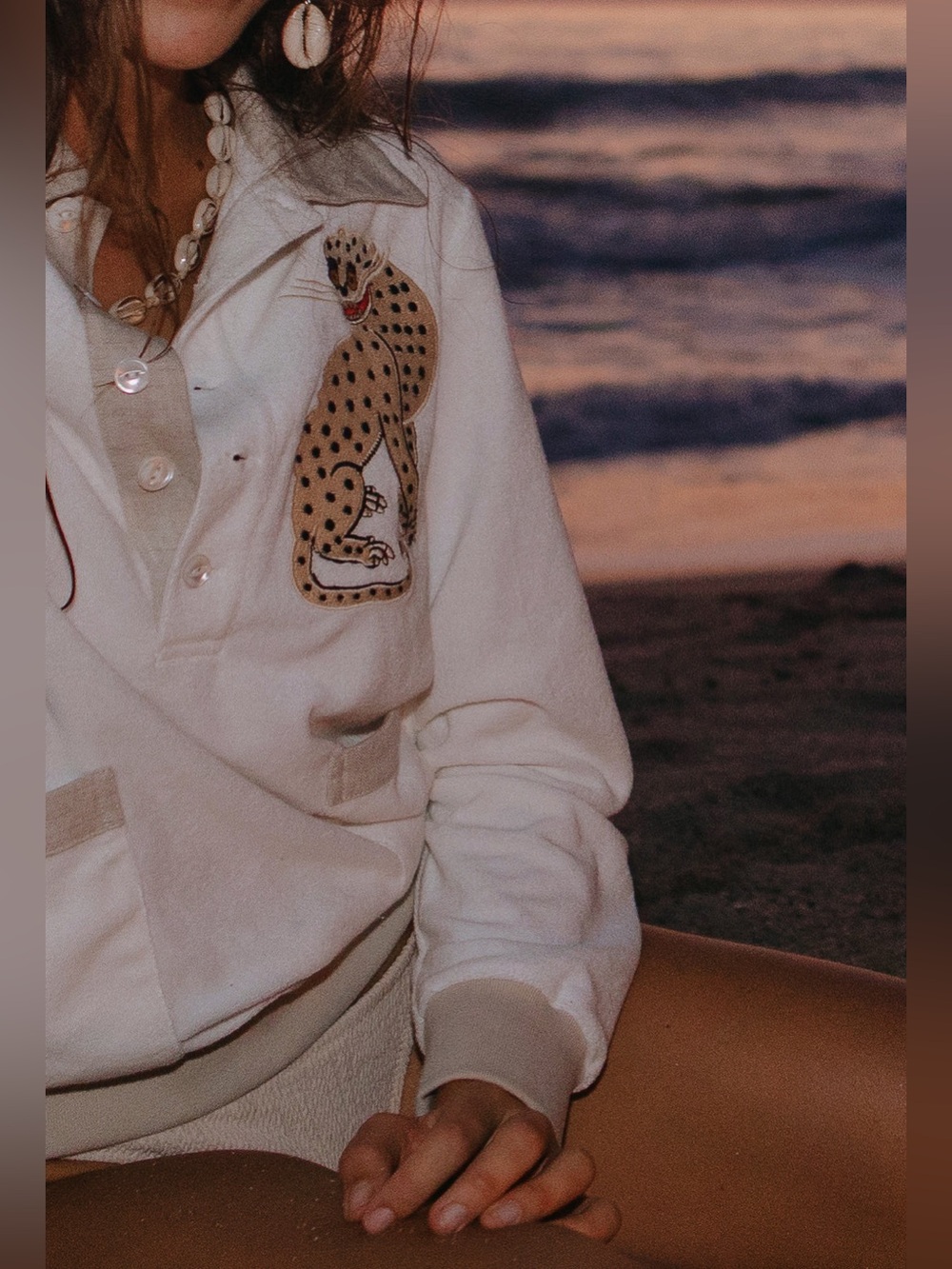 Tombolo Sun Leopard Cabana Long-Sleeve Terry Tee in size XS - Picture 3 of 9